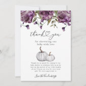 Pompoen Paarse Bloem Baby shower Bedankkaart (Voorkant)