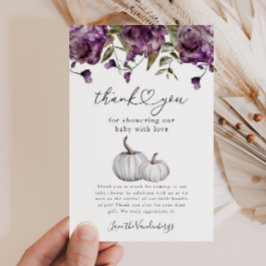 Pompoen Paarse Bloem Baby shower Bedankkaart