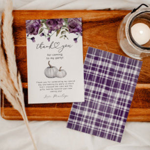 Pompoen Paarse Bloem Verjaardagsfeest Bedankkaart