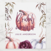 Pompoen paarse bloemenherfst vrijgezellenfeest wijn etiket (Enkel label)