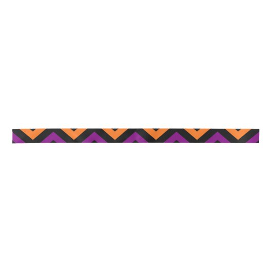 Pompoen, Paarse en zwarte Chevron Stripes Ribbon Satijnen Lint (Voorkant)