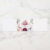 pompoen paarse florale herfst Thanksgiving Waterfles Etiket (Enkel label)