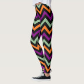 Pompoen, Paarse, groene en zwarte Chevron Leggings (Links)