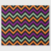 Pompoen, Paarse, groene en zwarte Chevron Stripes Cadeaupapier (Vlak)