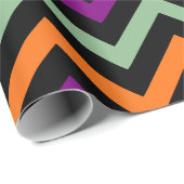 Pompoen, Paarse, groene en zwarte Chevron Stripes Cadeaupapier (Rol Hoek)