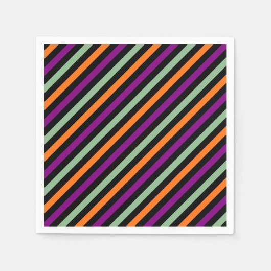 Pompoen, Paarse, groene en zwarte D. Stripes Papie Servet (Voorkant)