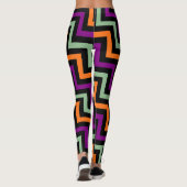 Pompoen, Paarse, groene en zwarte diagonale Chevro Leggings (Achterkant)