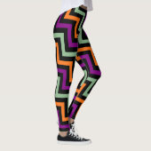 Pompoen, Paarse, groene en zwarte diagonale Chevro Leggings (Rechts)
