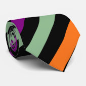 Pompoen, Paarse, Groene en Zwarte Grote D. Strepen Stropdas (Opgerold)