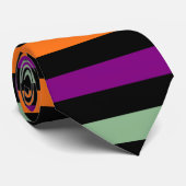 Pompoen, Paarse, Groene en Zwarte Grote H. Strepen Stropdas (Opgerold)