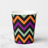 Pompoen, Paarse, groene en zwarte Horiz. Chevron Papieren Bekers (Achterkant)