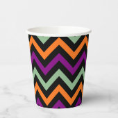 Pompoen, Paarse, groene en zwarte Horiz. Chevron Papieren Bekers (Links)