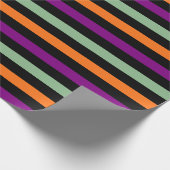 Pompoen, Paarse, groene en zwarte Horiz. Stripes Cadeaupapier (Hoek)