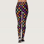 Pompoen, Paarse, groene en zwarte kleur Polka Dots Leggings (Achterkant)