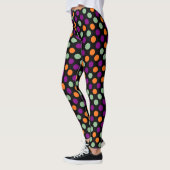 Pompoen, Paarse, groene en zwarte kleur Polka Dots Leggings (Links)