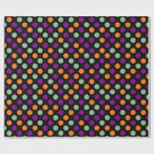 Pompoen, Paarse, groene en zwarte stippen Cadeaupapier (Vlak)