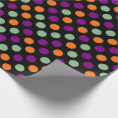 Pompoen, Paarse, groene en zwarte stippen Cadeaupapier (Hoek)