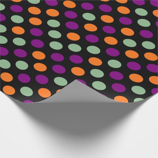 Pompoen, Paarse, groene en zwarte stippen Cadeaupapier (Hoek)