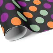 Pompoen, Paarse, groene en zwarte stippen Cadeaupapier (Rol Hoek)