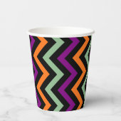 Pompoen, Paarse, groene en zwarte Vert. Chevron Papieren Bekers (Achterkant)