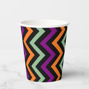 Pompoen, Paarse, groene en zwarte Vert. Chevron Papieren Bekers
