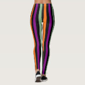 Pompoen, Paarse, groene en zwarte Vert. Stripes Leggings (Achterkant)