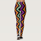 Pompoen, Paarse, groene en zwarte verticale Chevro Leggings (Achterkant)
