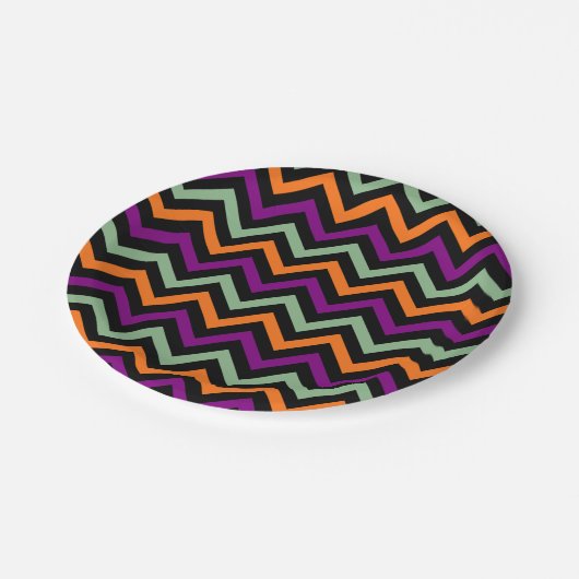 Pompoen, Paarse, groene en zwarte verticale Chevro Papieren Bordje (Gekanteld)