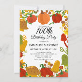 Pompoen Paddestoel Bos Herfst 100e Verjaardag Kaart (Voorkant)