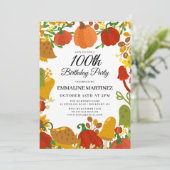 Pompoen Paddestoel Bos Herfst 100e Verjaardag Kaart (Staand voorkant)