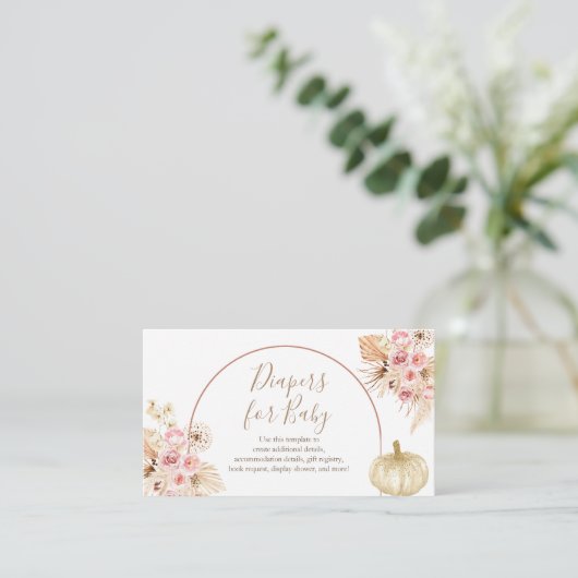 Pompoen Pampas Baby Strooiluiers voor Baby Informatiekaartje (Staand voorkant)