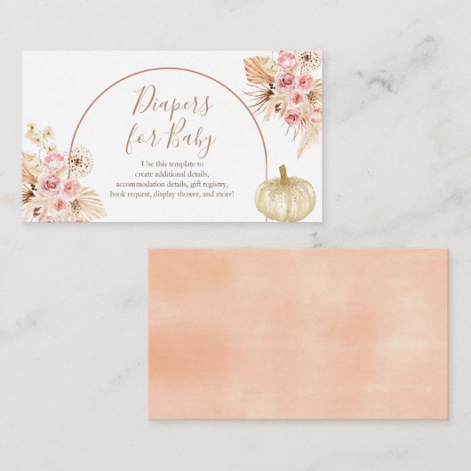 Pompoen Pampas Baby Strooiluiers voor Baby Informatiekaartje (Voorkant / Achterkant)