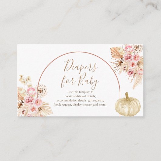 Pompoen Pampas Baby Strooiluiers voor Baby Informatiekaartje (Voorkant)