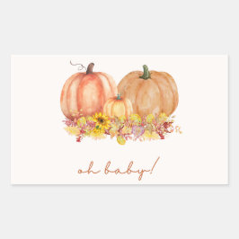 Pompoen Pampas Gras Baby Shower Favor Tag Rechthoekige Sticker