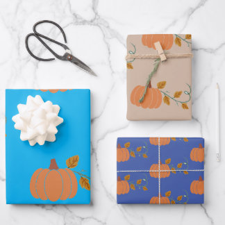 Pompoen Papers Wrapping Paper Flat Sheet Set van 3