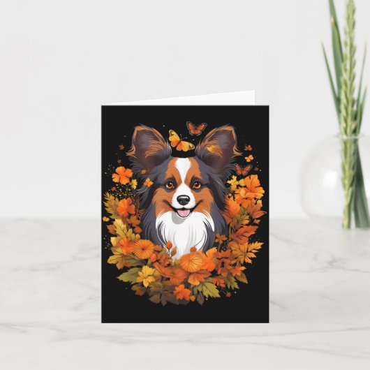 Pompoen Papillon Hond Halloween Thanksgiving Kaart (Voorkant)