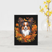 Pompoen Papillon Hond Halloween Thanksgiving Kaart (Gele Bloem)