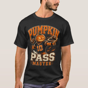 Pompoen Pass Master Halloween Voetbal Kunst T-shirt