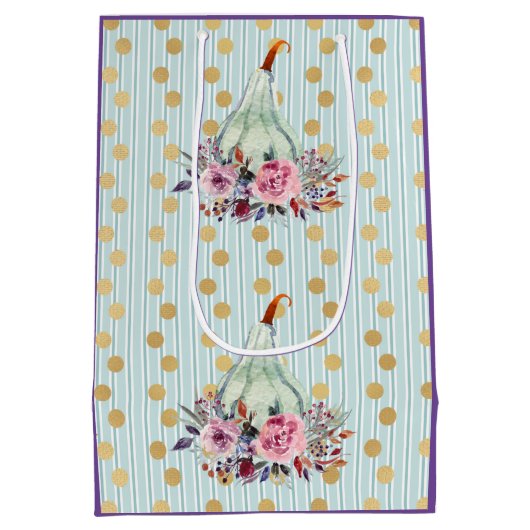 Pompoen pastel elegante herfst bloemenkalebas blau medium cadeauzakje (Achterkant)