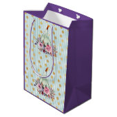 Pompoen pastel elegante herfst bloemenkalebas blau medium cadeauzakje (Achterkant Gekanteld)