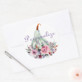 Pompoen pastel herfst floraal blauwgroen roze ronde sticker (Envelop)