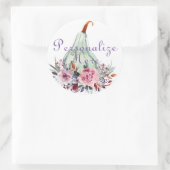 Pompoen pastel herfst floraal blauwgroen roze ronde sticker (Tas)