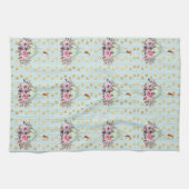 Pompoen pastel herfst floral blauwgroen gouden sti theedoek (Horizontaal)