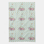 Pompoen pastel herfst floral blauwgroen gouden sti theedoek (Verticaal)