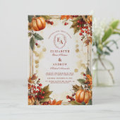 Pompoen Patch Autumn Foliage Wedding Kaart (Staand voorkant)