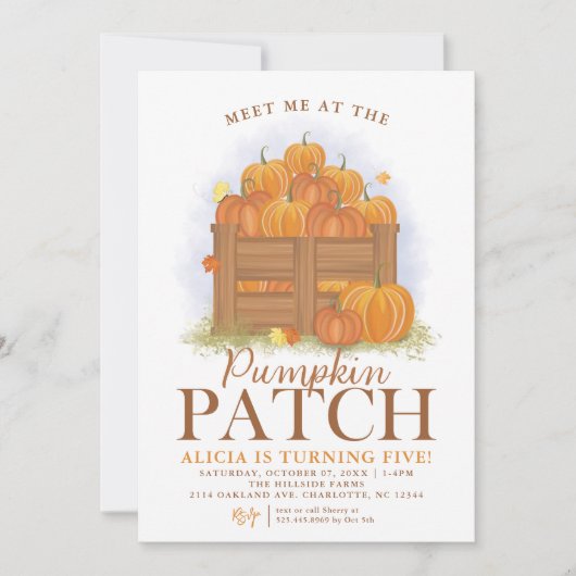 Pompoen Patch Butterflies Herfst Verjaardag Uitnod Kaart (Voorkant)