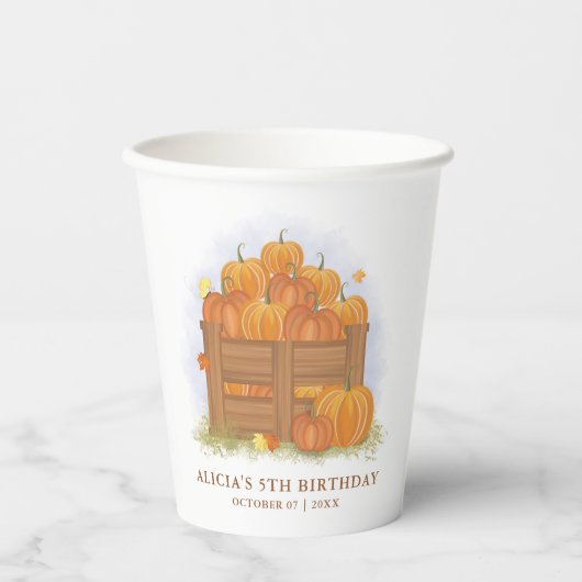 Pompoen Patch Butterfly Fall Bladeren Verjaardag Papieren Bekers (Voorkant)