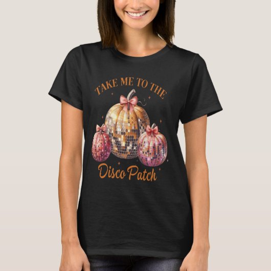 Pompoen Patch Coquette Disco Ball Disco Patch Autu T-shirt (Voorkant)