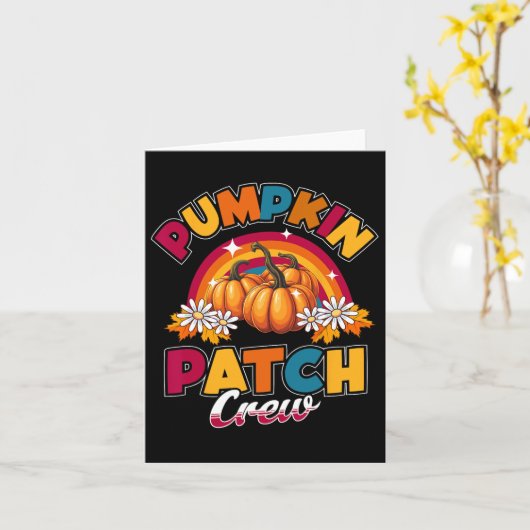 Pompoen Patch Crew Kinder Herfst Herfst Thanksgivi Kaart (Gele Bloem)