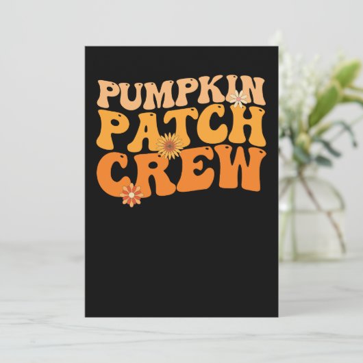 Pompoen Patch Crew Retro Groovy Herfst Herfst Kaart (Staand voorkant)